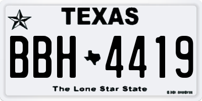 TX license plate BBH4419