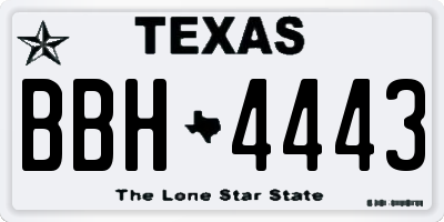 TX license plate BBH4443