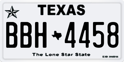 TX license plate BBH4458