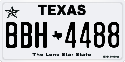 TX license plate BBH4488