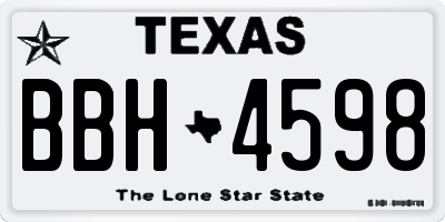 TX license plate BBH4598