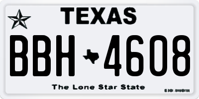 TX license plate BBH4608