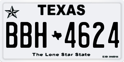 TX license plate BBH4624