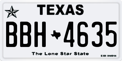 TX license plate BBH4635