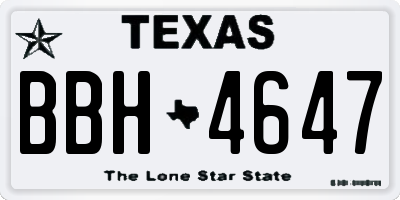 TX license plate BBH4647