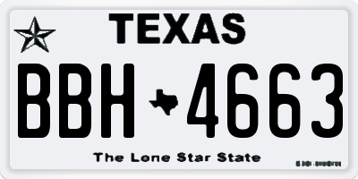 TX license plate BBH4663