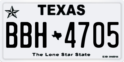TX license plate BBH4705