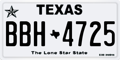 TX license plate BBH4725