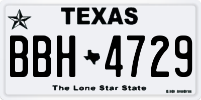 TX license plate BBH4729
