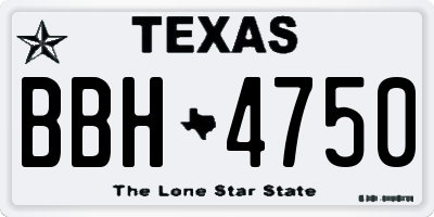 TX license plate BBH4750