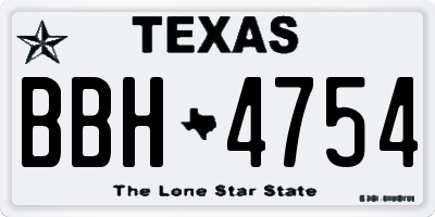 TX license plate BBH4754
