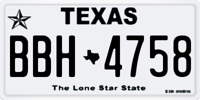 TX license plate BBH4758