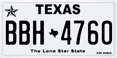 TX license plate BBH4760