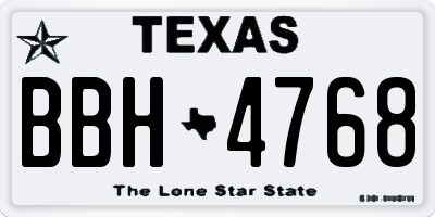TX license plate BBH4768