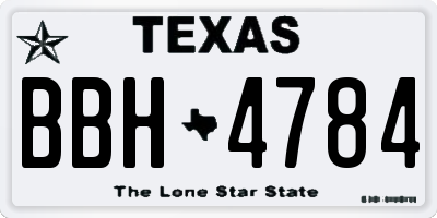 TX license plate BBH4784