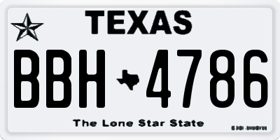 TX license plate BBH4786