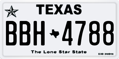 TX license plate BBH4788