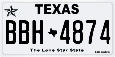 TX license plate BBH4874
