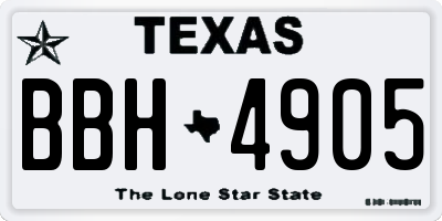 TX license plate BBH4905