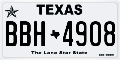 TX license plate BBH4908