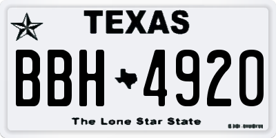 TX license plate BBH4920