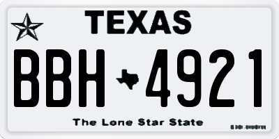 TX license plate BBH4921