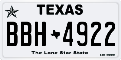 TX license plate BBH4922