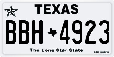 TX license plate BBH4923