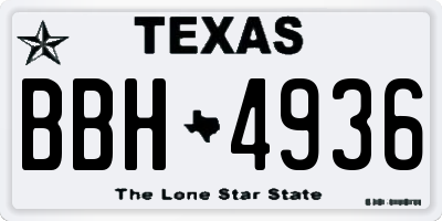 TX license plate BBH4936