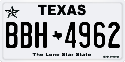TX license plate BBH4962