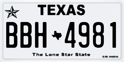 TX license plate BBH4981