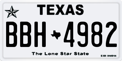 TX license plate BBH4982