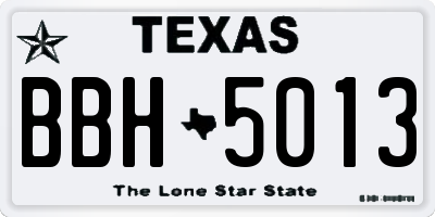 TX license plate BBH5013