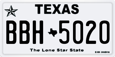 TX license plate BBH5020