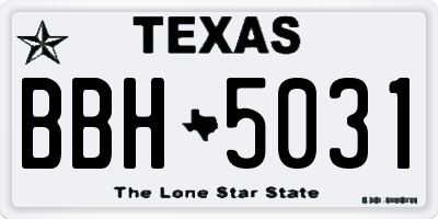 TX license plate BBH5031