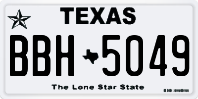 TX license plate BBH5049