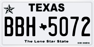 TX license plate BBH5072