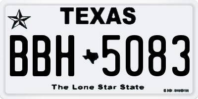 TX license plate BBH5083