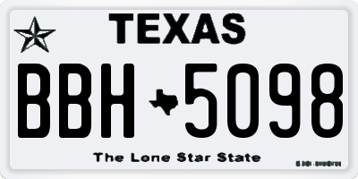 TX license plate BBH5098