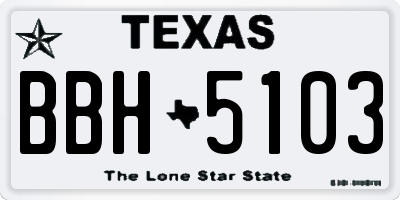 TX license plate BBH5103