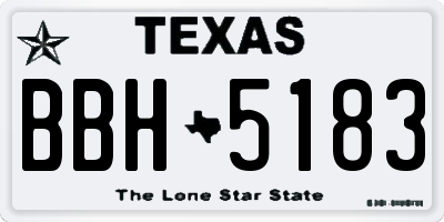 TX license plate BBH5183