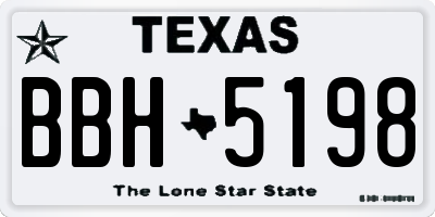 TX license plate BBH5198