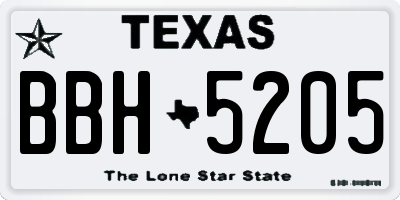 TX license plate BBH5205