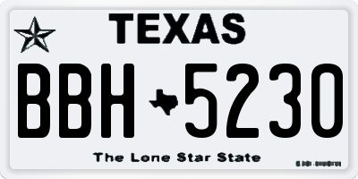 TX license plate BBH5230