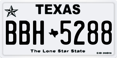 TX license plate BBH5288