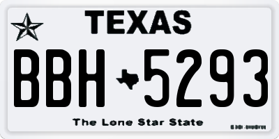TX license plate BBH5293