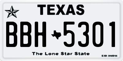 TX license plate BBH5301