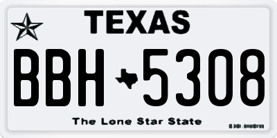 TX license plate BBH5308