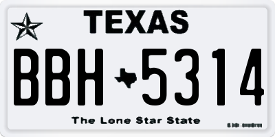 TX license plate BBH5314