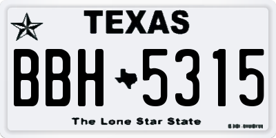 TX license plate BBH5315